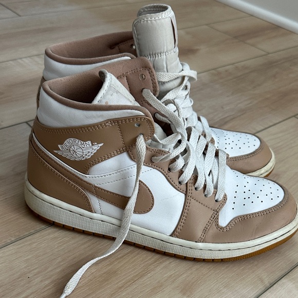 Jordan High-Top Sneakers in White and Tan - Picture 1 of 6